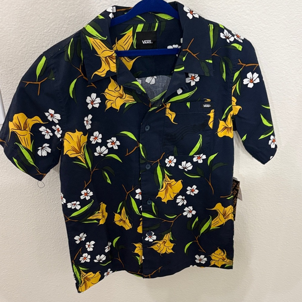 Vans Kids Navy and Yellow Floral Shirt
